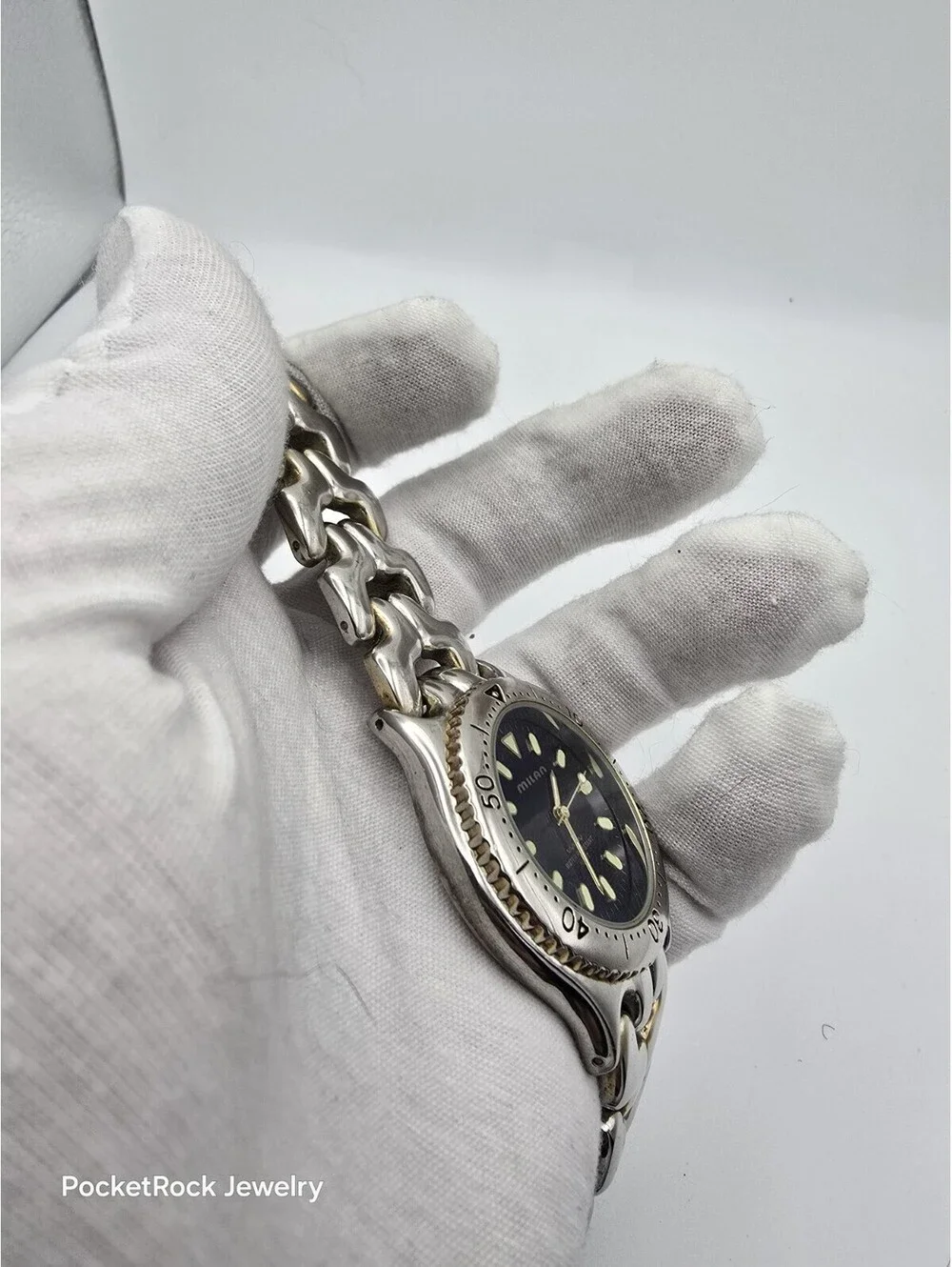 Milan MLN898 Blue Dial Two Tone Bracelet Diver Style Quartz Watch 100FT